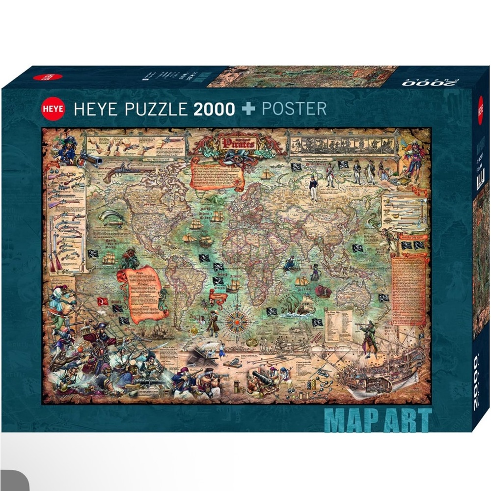Puzzle 2000-Piece Map Art - Pirate World Multicolor NEW Sealed